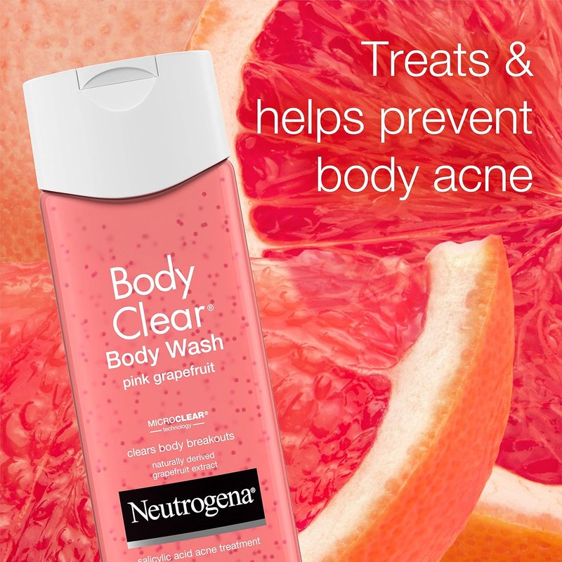 Neutrogena Body Clear Acne Treatment Wash - 2% Salicylic Acid Gel for Back, Chest & Shoulders | Pink Grapefruit, 8.5 fl. oz (Pack of 3)