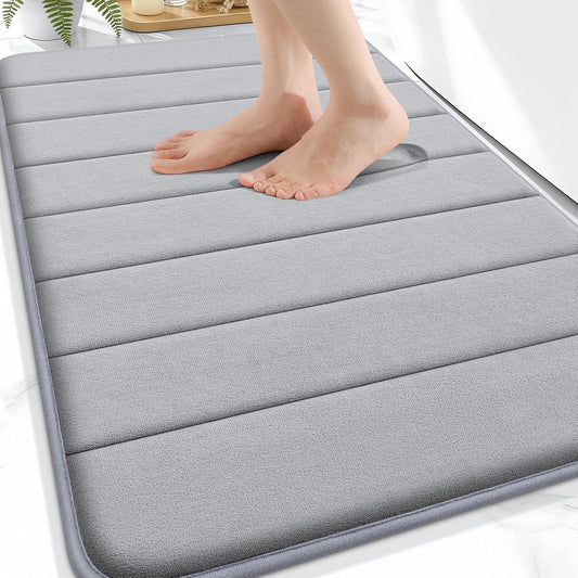 OLANLY Memory Foam Bath Mat - Super Soft & Absorbent Bathroom Rug | Quick Dry, Machine Washable, 30x20, Grey