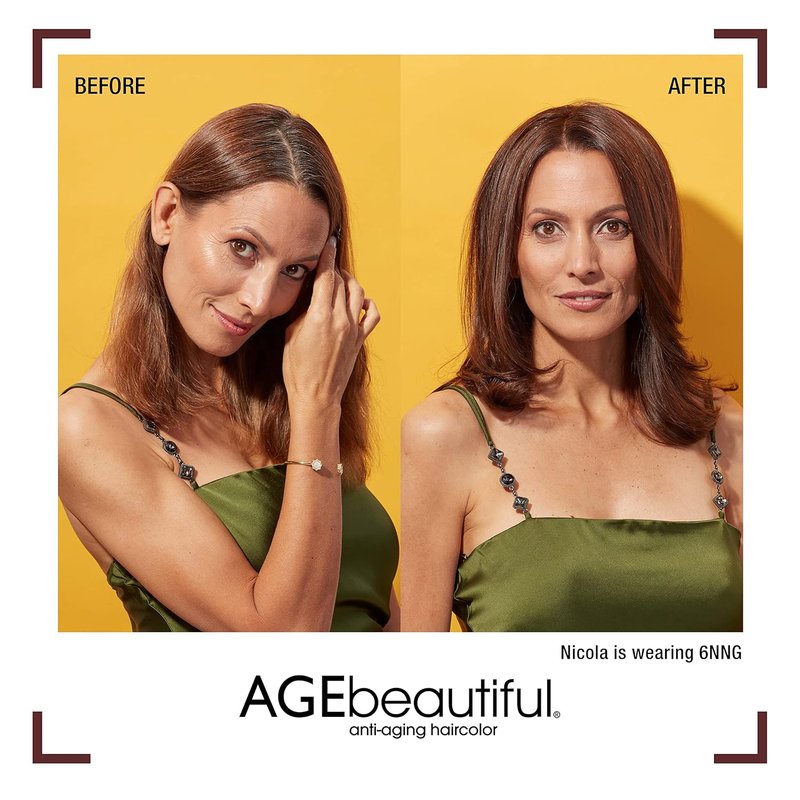 AGE Beautiful Permanent Hair Color Cream - 100% Gray Coverage, Anti-Aging Biotin Formula for Thicker, Fuller Hair | Professional Salon Quality