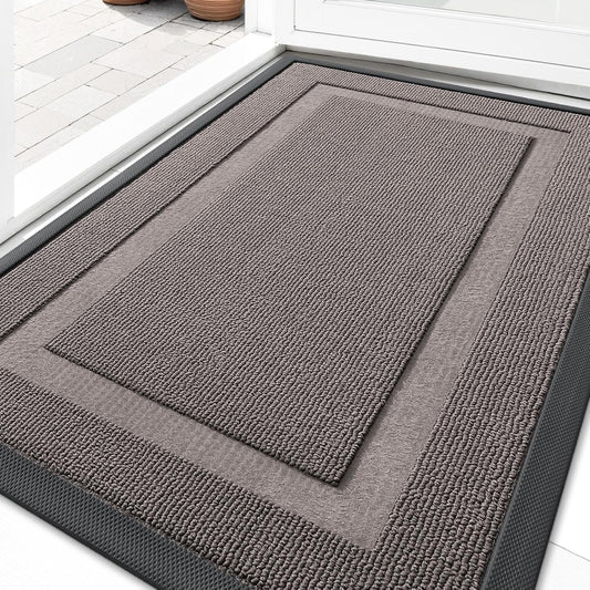 OLANLY Indoor Outdoor Doormat - Waterproof, All-Season Natural Rubber, Easy Clean | 33x21, Taupe