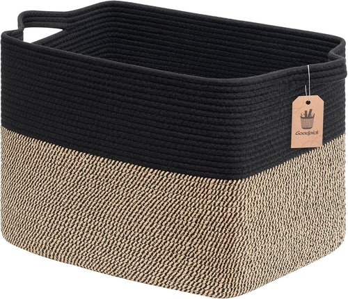 Goodpick Woven Baskets - 18" x 14" x 12" Decorative Laundry & Toy Storage Basket with Handles