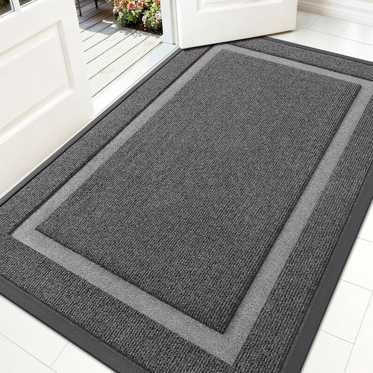 OLANLY Waterproof Front Door Mat - All-Season, Sturdy Natural Rubber, Easy Clean | 59x35, Dark Grey