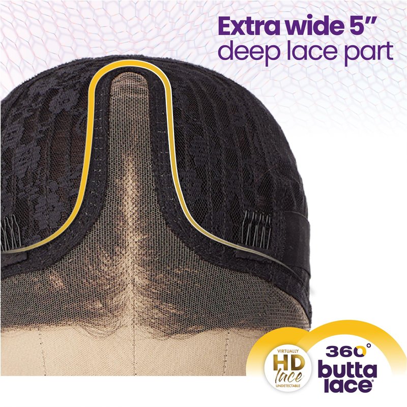 Sensationnel Butta 360 Lace Wigs - Unit 6 Wider Parting 360 Degree Lace Glueless Synthetic Preplucked Hairline (1 JETBLACK)
