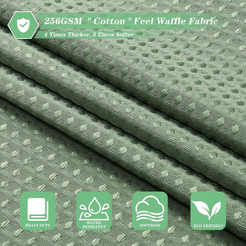 meioro Sage Green Shower Curtain, Waffle Weave 256GSM Heavy Duty Textured Fabric Shower Curtains for Bathroom Hotel Spa, Luxury Weighted Polyester Cloth Bath Curtain Set with 12 Hooks, 72Wx72H