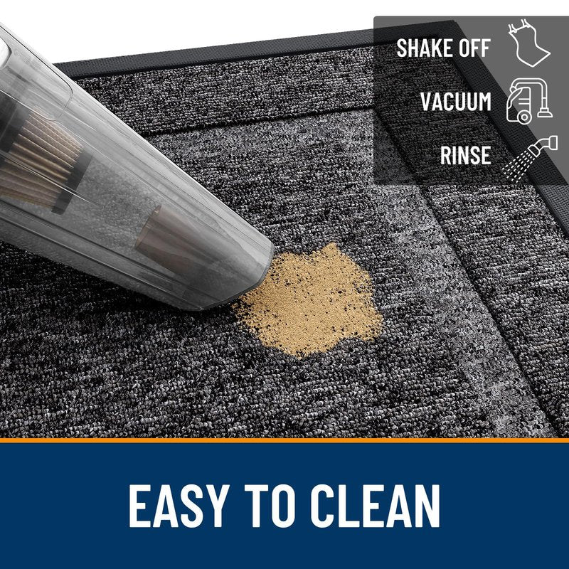 OLANLY Front Door Mat Indoor Outdoor Entrance, Waterproof All-Season, All-Weather Doormat, Sturdy Natural Rubber, Low Profile, Easy Clean Patio Porch Entryway Mat, 59x20, Black and White