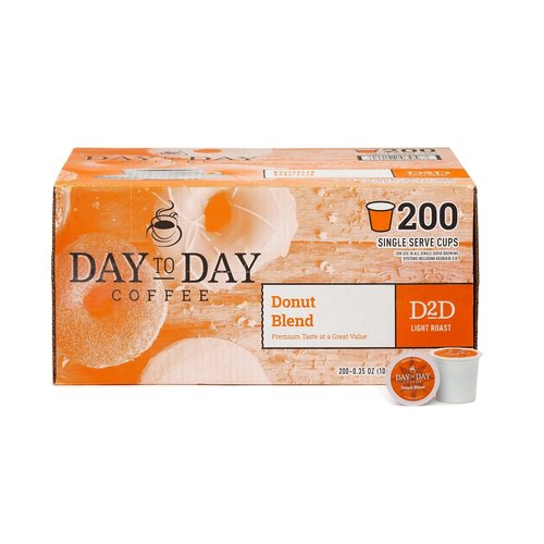 Day To Day Coffee Donut Blend Medium Roast Coffee Pods - 200 Count Bulk Pack | Compatible with Keurig K-Cup Brewers