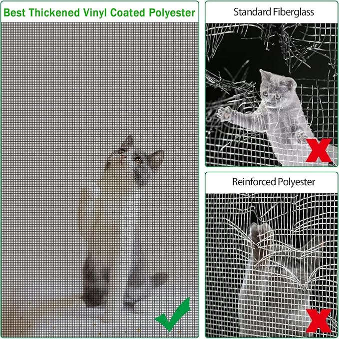 QWR Pet Proof Window Screens and Screen Door Replacement Kit, 59"x106" Durable High Hardness Vinyl Coated Polyester-Screen Repair Kit for Sliding Door,Patio and Windows.(Folded Package with Tool Kit)