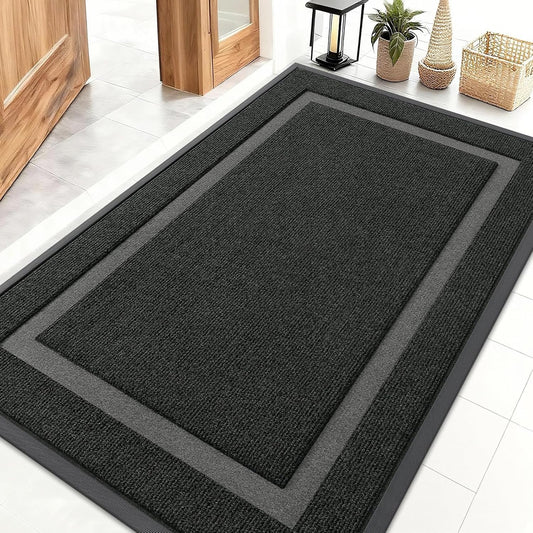 OLANLY Waterproof Front Door Mat - All-Season, Fade Resistant, Easy Clean | 47x30 Inches, Black