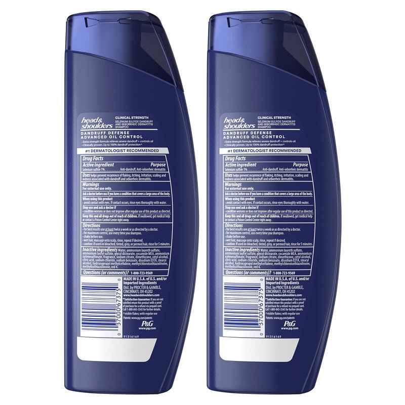 Head & Shoulders Anti-Dandruff Shampoo with 1% Selenium Sulfide, Clinical Strength Advanced Oil Control Twin Pack, Seborrheic Dermatitis Relief, Oily Scalp, 13.5 fl oz Each