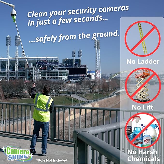 CameraShine PRO Surveillance Cleaning Kit - Safely Clean Any Security Camera Safely From The Ground
