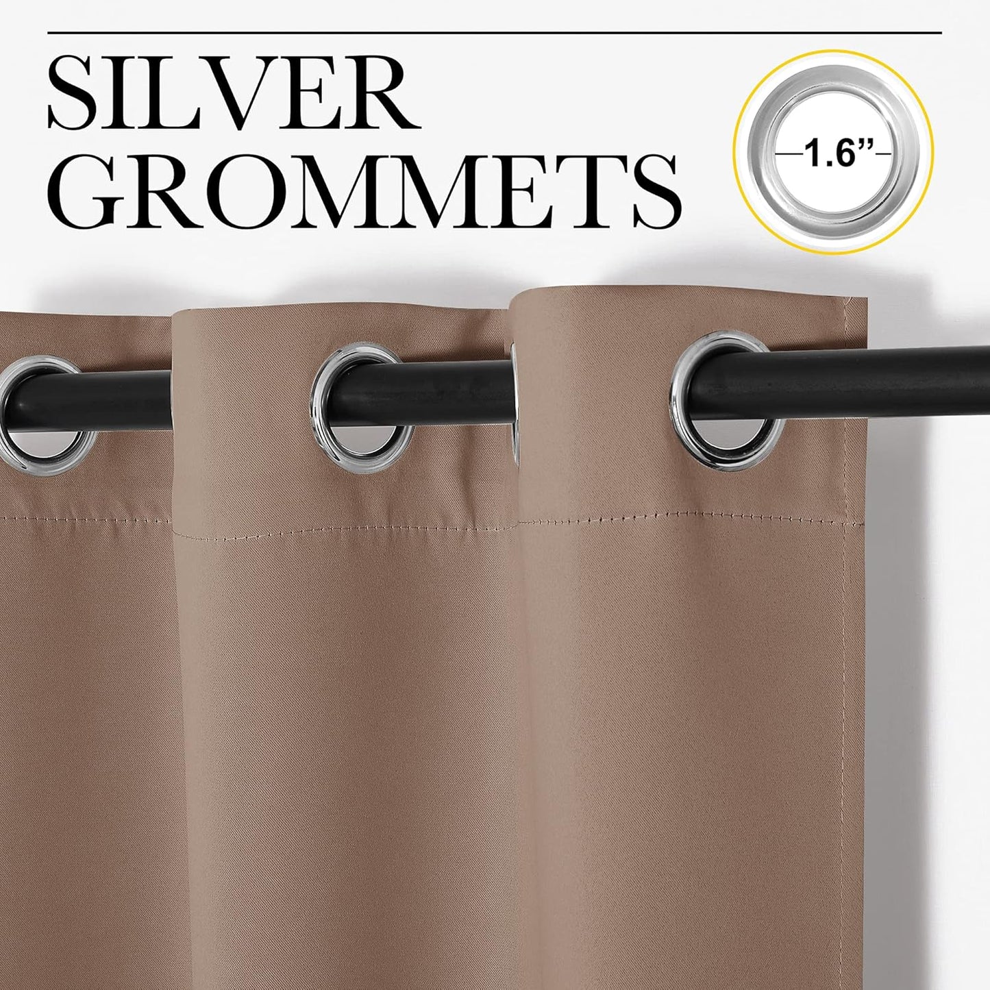 NICETOWN Blackout Curtains - Thermal Insulated Grommet Drapes, Set of 2, 42 x 78 Inch, Cappuccino