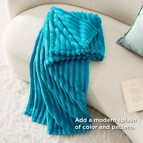 Bedsure Teal Fleece Blanket for Couch - Super Soft Cozy Twin Blankets for Women, Cute Small Throws for Girls, 60x80 Inches