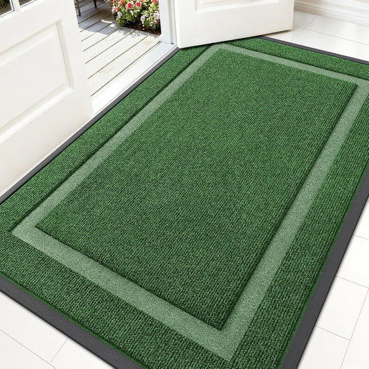 OLANLY Indoor Outdoor Front Door Mat - Waterproof All-Season Doormat, Sturdy Rubber, 59x30, Green