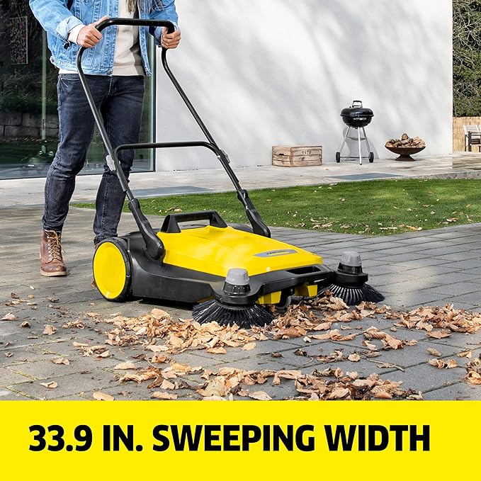 KÃ¤rcher Walk-Behind Outdoor Push Sweeper S 6 Twin for Workshops, Warehouses or Garages - 6X Faster Than a Push Broom, 10 Gallon Capacity, 33.9" Sweeping Width