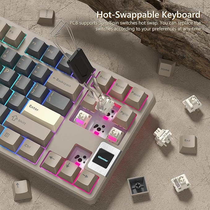 Rainy75 QK87 75% Keyboard with Multimedia Screen, QMK/VIA Wireless Gaming Keyboard, Creamy Mechanical Key Board,3-Mode RGB Custom Gasket Hot Swappable for Windows&Mac, POM Linear Switch (Green Brown)