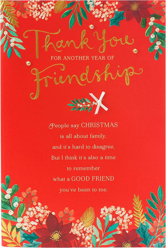 UK Greetings Friendship Christmas Card - Heartwarming Holiday Wishes - Multi-Color Design