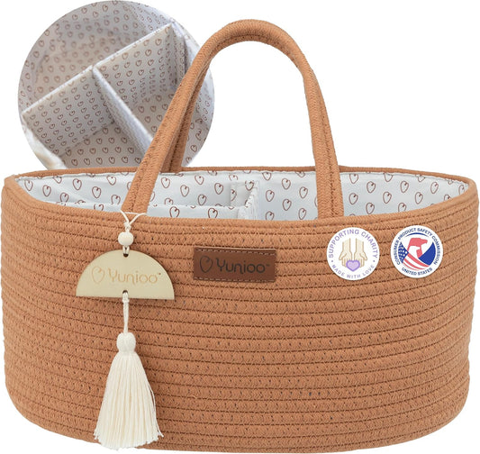 Yunioo Baby Diaper Caddy Organizer - Portable Nursery Storage Basket with Sturdy Handle | Ideal for Newborn Essentials