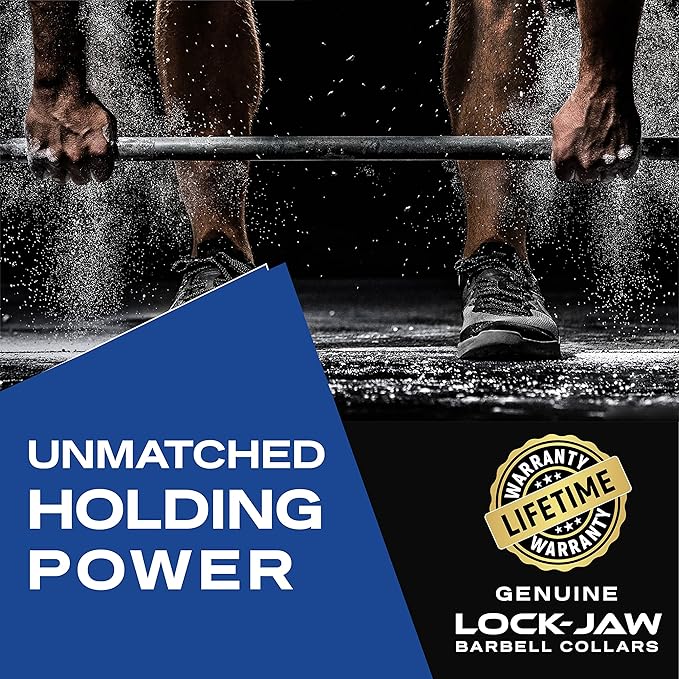 Lock-Jaw PRO 2 Barbell Collars Olympic Barbell Clamps 2 Pcs – Heavy Duty Bar Clamps for 2” & 50mm Olympic Bars – Secure Weight Bar Clamps for Strength Training & Home Gym Accessories – All Black