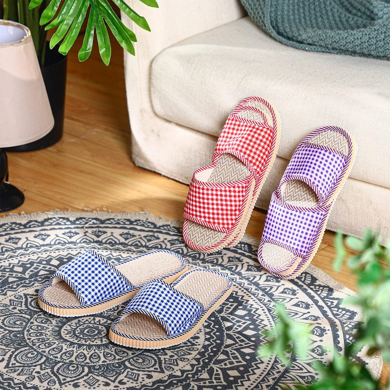 Ramede 15 Pairs Washable House Slippers for Guests Disposable Breathable Open Toe Indoor Spa Slipper for Guests Home Bedroom Hotel Travel Unisex, 6 Large Size and 9 Medium Size