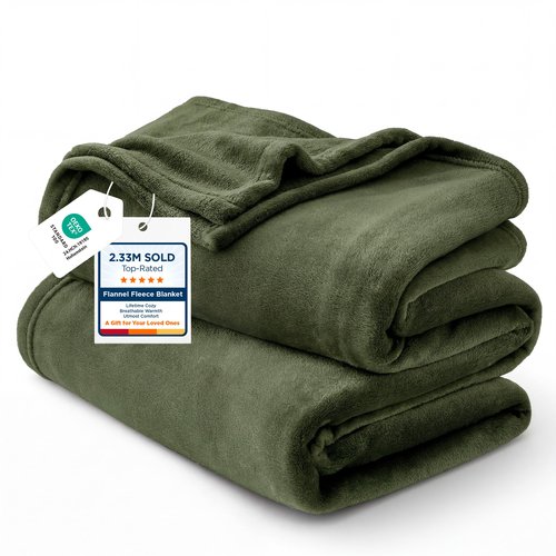 Bedsure GentleSoft Fleece Blanket Twin Size Olive Green - 300GSM Lightweight Plush Fuzzy Cozy Soft Warm Blanket for Bed, Sofa, Couch, Travel, Camping, 60x80 inches