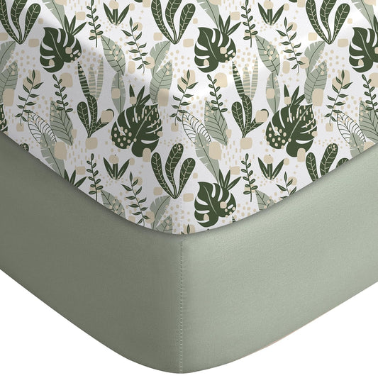 Yoofoss Fitted Baby Crib Sheets - Super Soft Microfiber 2-Pack for Standard Crib & Toddler Mattress | Green & Banana Leaves 28x52x8in