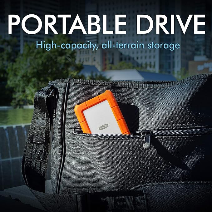 LaCie Rugged Mini, 1TB, 2.5", Portable External Hard Drive, for PC Mac iPad and iPhone, Data Rescue Service (LAC301558)