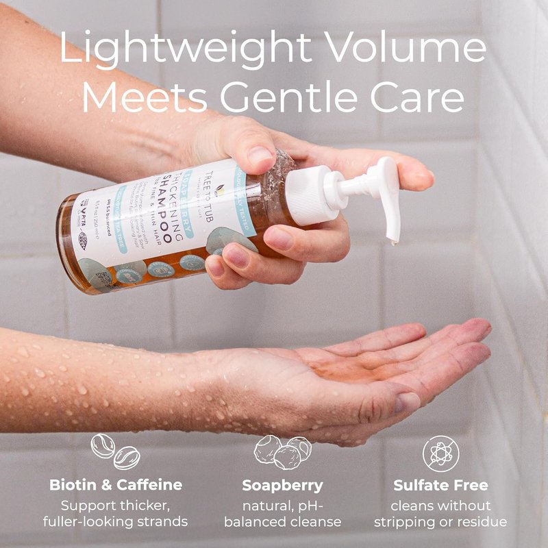 Biotin Fine Hair Thickening Shampoo - Sulfate-Free Argan Oil Formula for Fuller Volume | Gentle for Women & Men