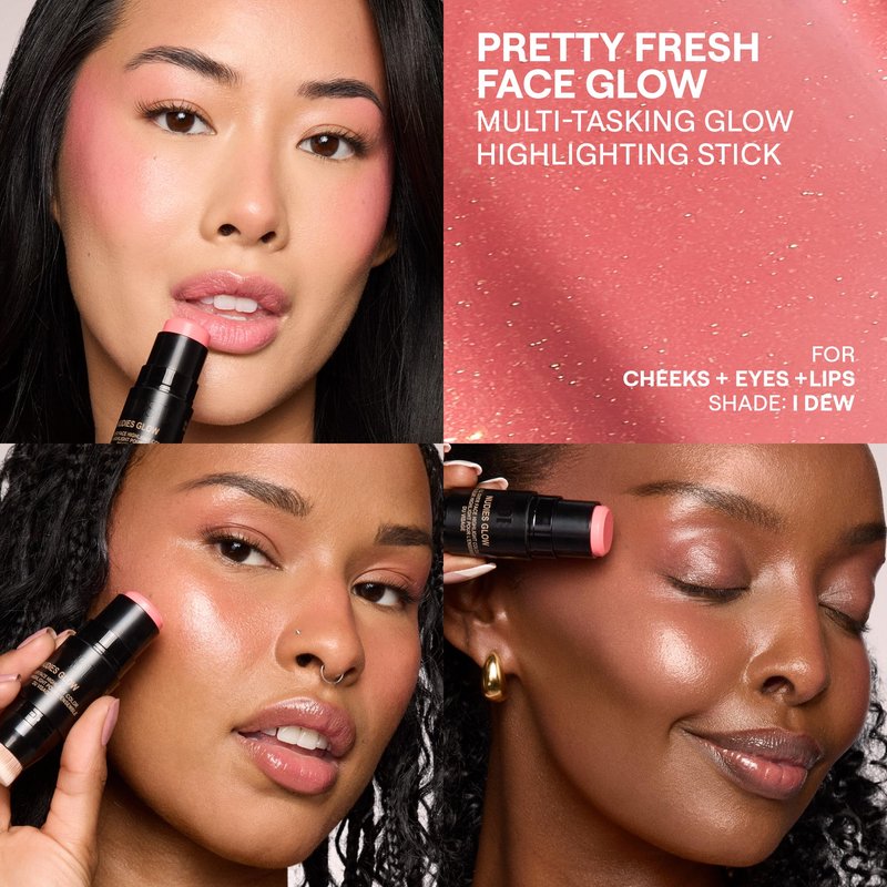 Nudestix Nudies Glow Highlighter Stick – Multi-Use Cream Highlighter for Face, Eyes & Body with Built-In Brush | Dewy, Radiant Finish for All Skin Tones | Clean, Vegan, Travel-Friendly Makeup (I Dew)