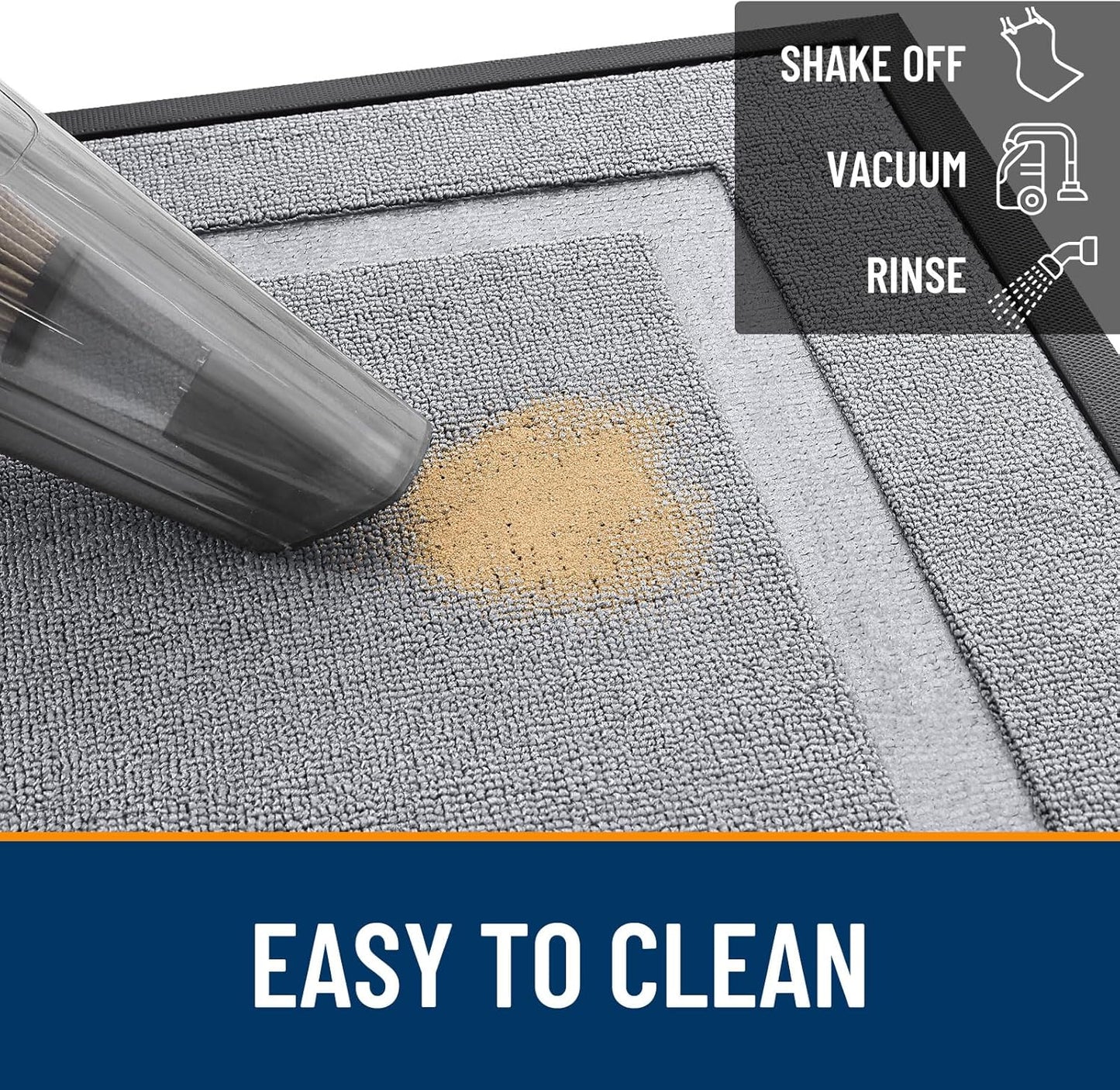 OLANLY Waterproof Front Door Mat - All-Season Indoor/Outdoor Doormat, Easy Clean, 47x17, Silver Gray