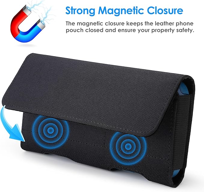 Mopaclle Nylon Phone Holster with Heavy Duty Metal Belt Clip and Card Holder, Compatible with iPhone 17/16/15/14/13 Pro Max,17 Air and Galaxy S26/S25/S24/S23/S22 Plus and FE - Black