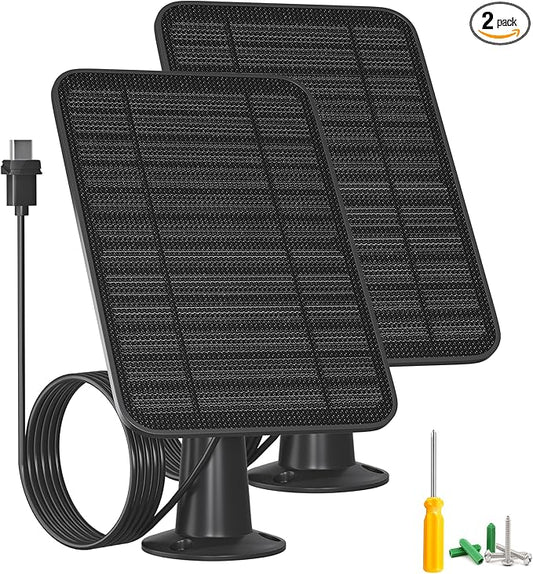 5W Solar Panel Compatible with Blink Outdoor 4(4th Gen)/Outdoor 2K+ Camera, Solar Panel Charger for Blink Camera with 13.1ft Cable Rubber Plug, IP65 Weatherproof, Includes Secure Wall Mount, 2 Pack
