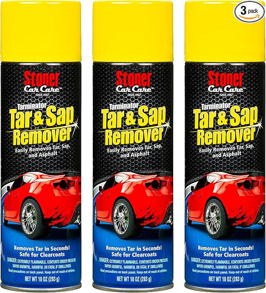 Stoner Car Care 91154-3PK Tarminator Tar, Sap, and Asphalt Remover â Fast Acting Tar and Sap Remover for Cars â Clear Coat Safe Auto Cleaner for Paint, Chrome and Wheels â 10 oz (Pack of 3)