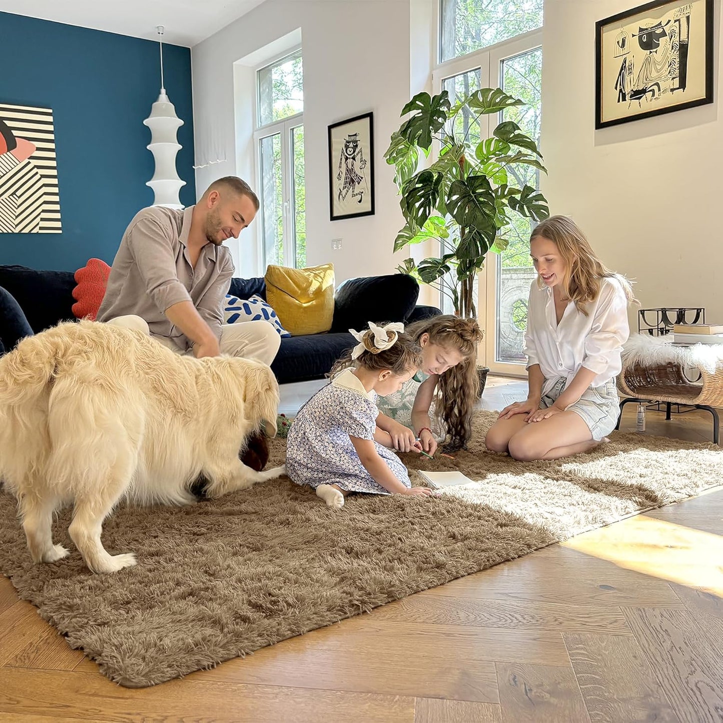 OLANLY Machine Washable Runner Rugs - Soft Fluffy Shaggy Indoor Carpet for Bedroom & Hallway | Taupe