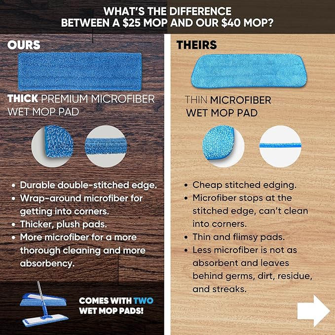 Professional Microfiber Mop System and Genie Sheets Concentrate All-Purpose Cleaner & Spray Bottle | Wet & Dry Mop Hardwood, Tile, Vinyl Plank, Concrete | Reusable Washable Pads | Telescoping Handle