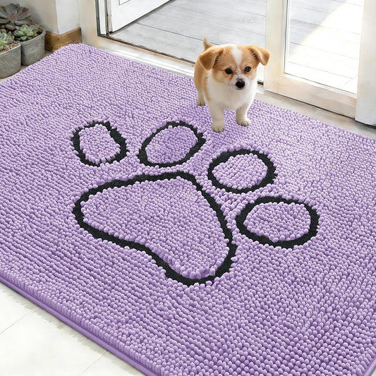 OLANLY Dog Door Mat - Absorbent Non-Slip Mud Mat for Paws | Quick Dry Chenille, 48x30, Lavender