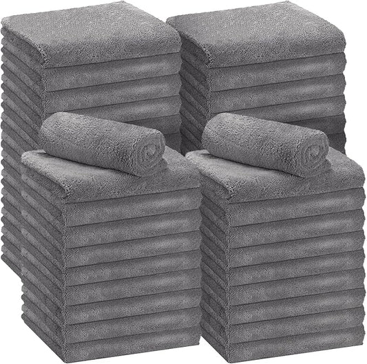 Shimeyao 30 Pcs 16 x 16 Inch Edgeless Microfiber Plush Towels for Cars Detailing Drying Wash Polishing Absorbent Cleaning Cloths, 500 GSM(Gray)