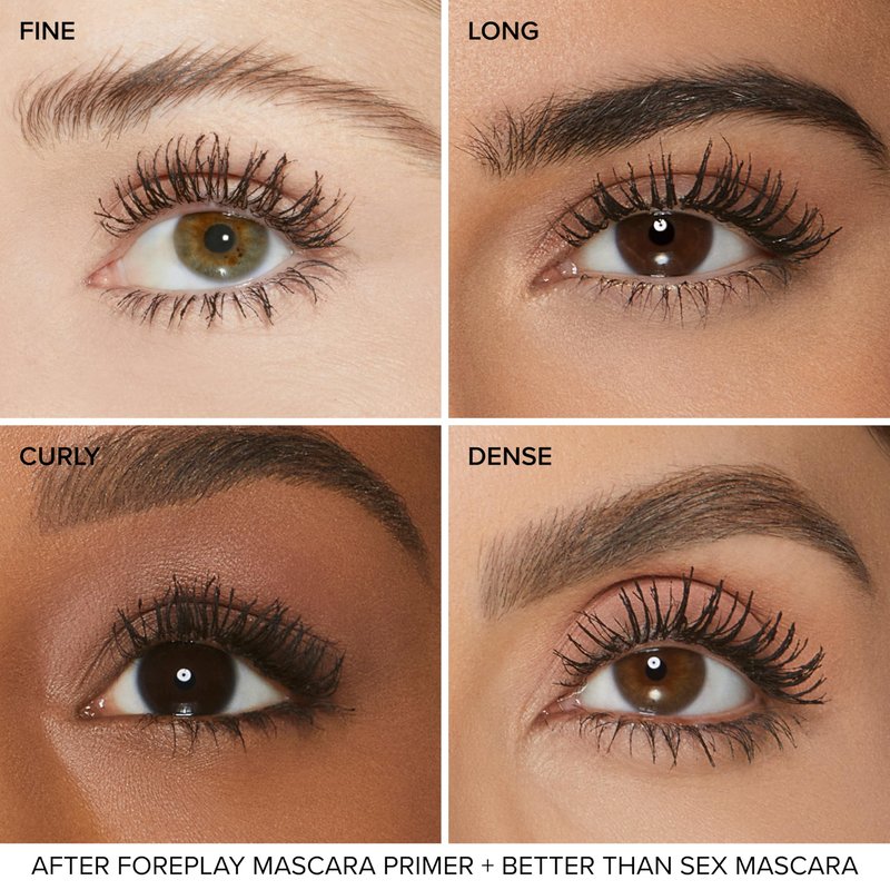 Too Faced Better Than Sex Foreplay Mascara Primer | Waterproof Eyelash Primer for Volume and Length | Nourishing Argan Oil + Grape Seed Oil Formula, Black, 0.27 Fl Oz