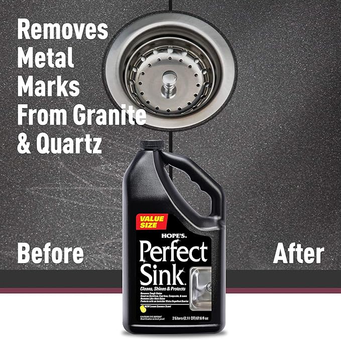 HOPE'S Perfect Sink Cleaner and Polish, Restorative, Water-Repellant, Removes Stains, Ideal for Brushed Stainless Steel, Cast Iron, Porcelain, Corian, Composite, Acrylic, Value Size