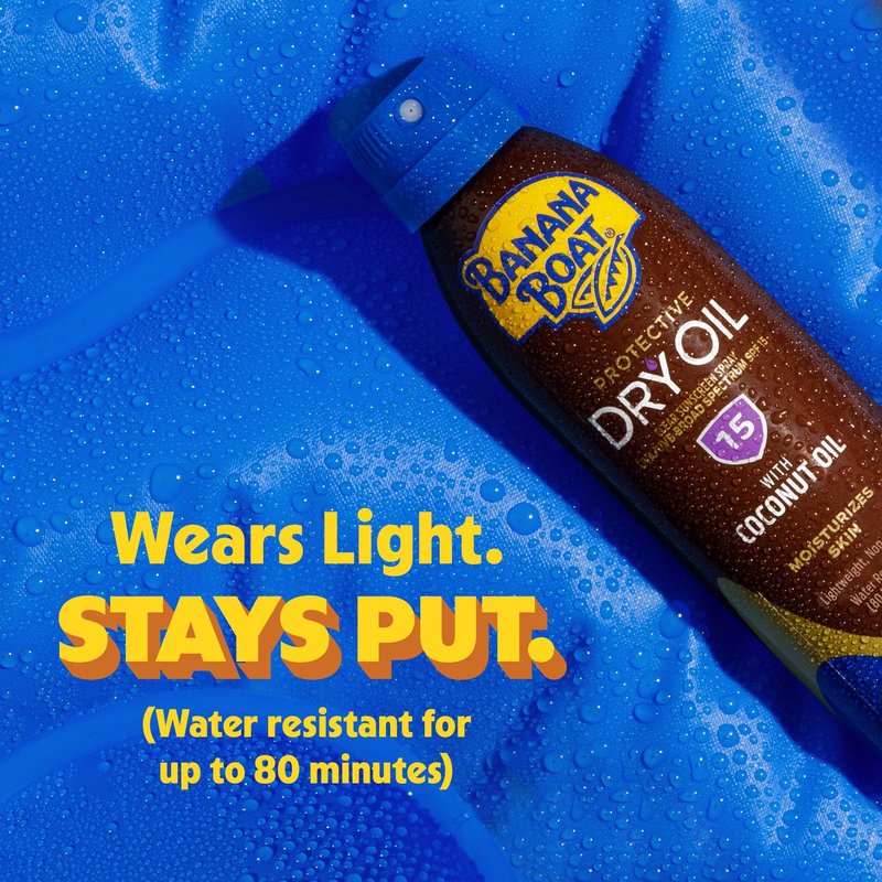 Banana Boat Protective Tanning Dry Oil Clear Spray Sunscreen SPF 15, 6oz, Pack of 3