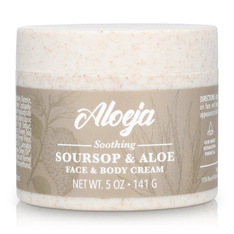 Soursop and Aloe Vera Moisturizing Cream - Ultra Hydrating Face Moisturizer and Body Lotion for Women & Men - Fragrance-Free Organic Lotion for sensitive skin with Hemp Oil, Tea Tree, Green Tea, 5 oz