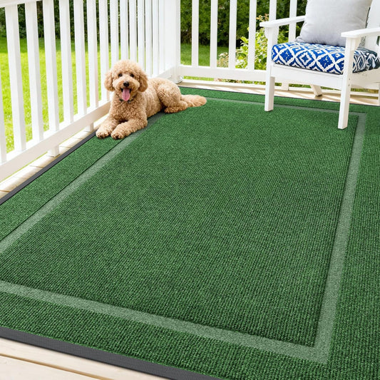 OLANLY Indoor Outdoor Front Door Mat - Waterproof All-Season Doormat, Sturdy Rubber, Easy Clean | 71x47, Green
