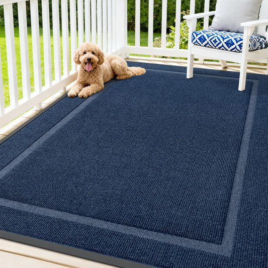 OLANLY Waterproof Front Door Mat - All-Season, Sturdy Natural Rubber, Easy Clean | 71x47, Blue