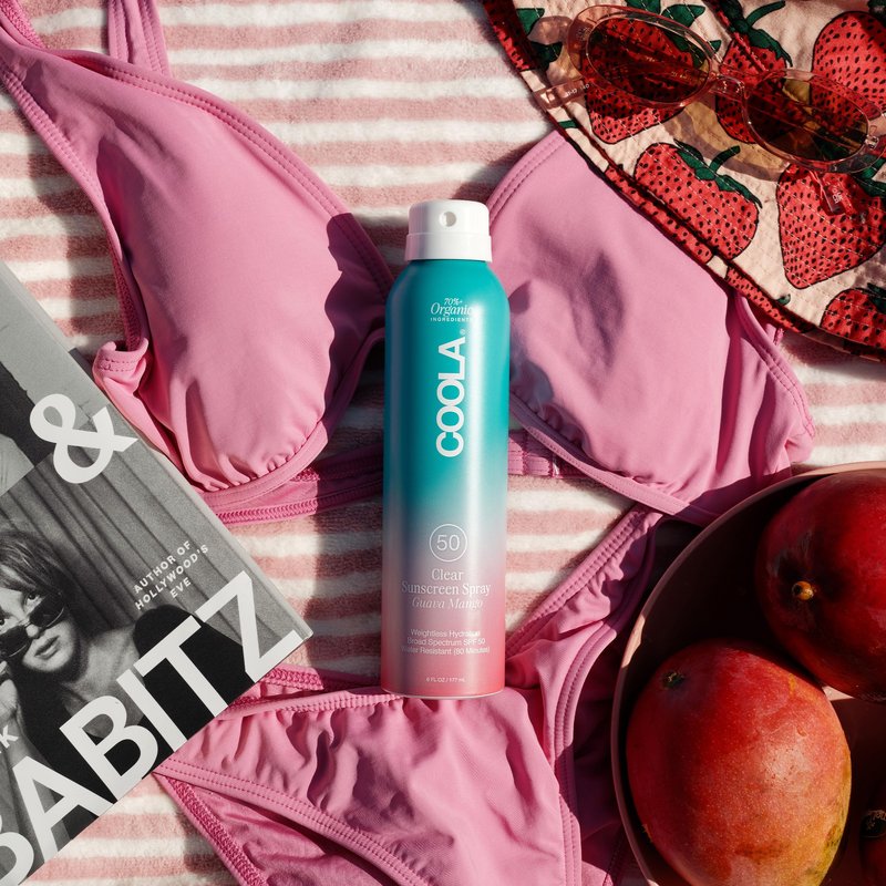 COOLA Organic Sunscreen SPF 50 Sunblock Spray, Dermatologist Tested Skin Care For Daily Protection, Vegan And Gluten Free, Guava Mango, 6 Fl Oz