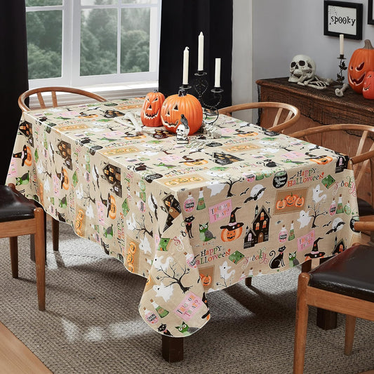 Newbridge Halloween Tablecloth - Witches Brew Design | 52 x 52 Inch Vinyl with Flannel Backing
