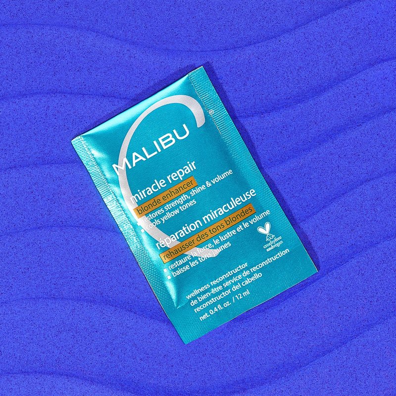 Malibu C Miracle Repair Hair Reconstructor, Blonde Enhancer (1 Packet) - Nourishing Hair Repair Treatment for Damaged Blonde Strands - Relieves Hair Discoloration