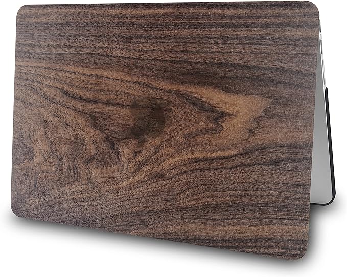 KECC Ultra Thin Case for MacBook Air 13 inch 2022-2018 Release M1 Chip, Lightweight Plastic Hard Shell for MacBook Air 13.3” + Keyboard Cover + Sleeve, Walnut Wood