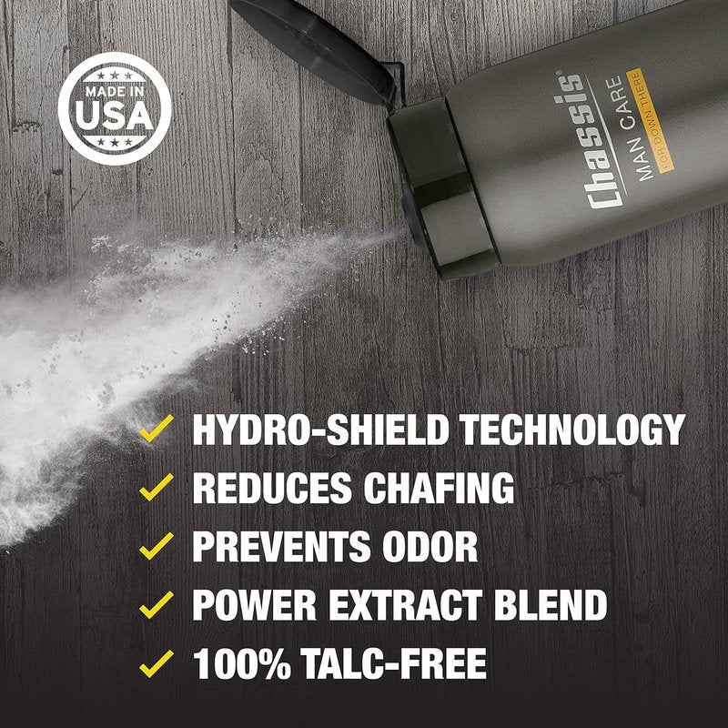 Chassis Talc-Free Body Powder for Men - Unscented Moisturizing Skin Protectant Bundle