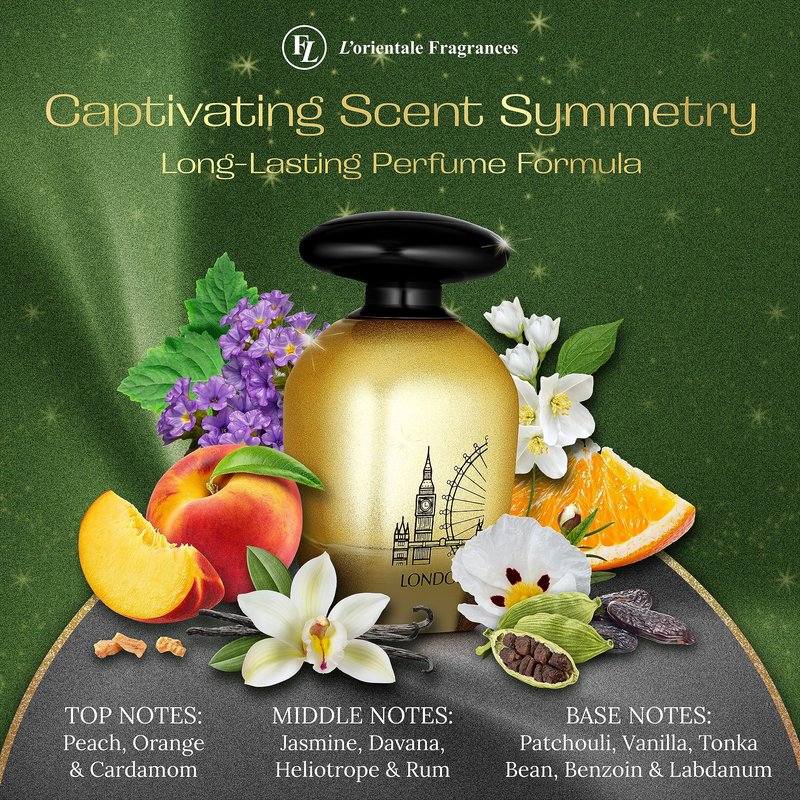L'Orientale Fragrances Night De Paris London 100ml / 3.3oz - Oil-Based Perfumes for Women & Men, Unisex Amber Spicy Eau de Parfum - Long-Lasting Up to 24 Hours, Ideal for All Seasons